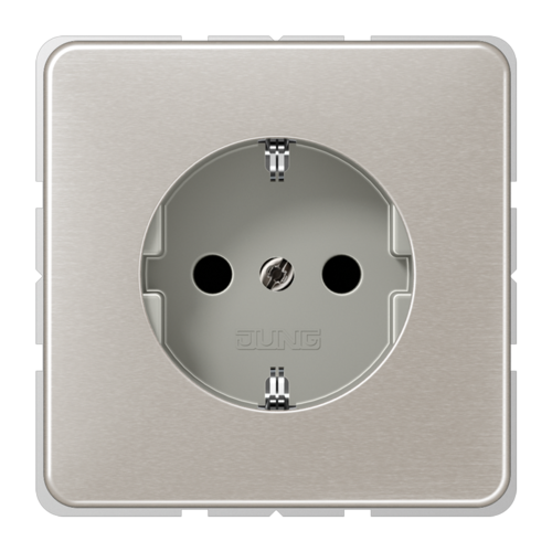 Розетка JUNG CD 500, скрытый монтаж, с заземлением, платина