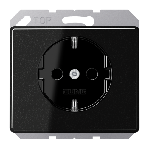 Розетка JUNG SL 500, скрытый монтаж, с заземлением, со шторками, черный