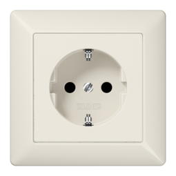 Розетка JUNG AS 500, скрытый монтаж, с заземлением, со шторками, слоновая кость