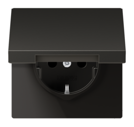 Розетка JUNG LS METAL, скрытый монтаж, с заземлением, с крышкой, антрацит